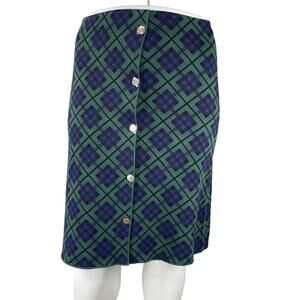 Aleeza Women's Green Purple Plaid Button Front High Waist Mini Skirt Size XL